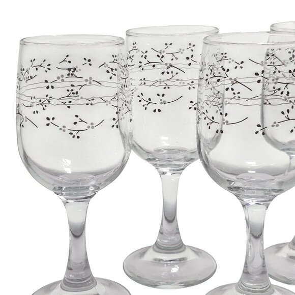 6 Anchor Hocking Hawthorn Goblets 6" wine glasses brown Country Accents 1980s - Picture 2 of 10